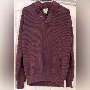 L.L. Bean Vintage Men’s Pullover Sweater burgundy rib knit 100% cotton Size L